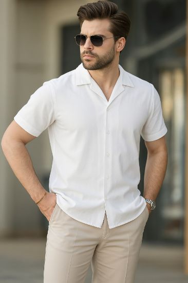 İki İplik Kumaş  Gömlek - Beyaz resmi